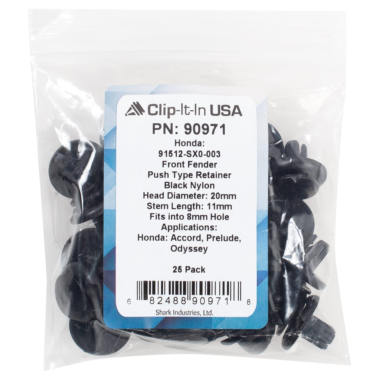 25 PK | Push Type Retainer-Fender - Honda 91512-SX0-003 - Image 5
