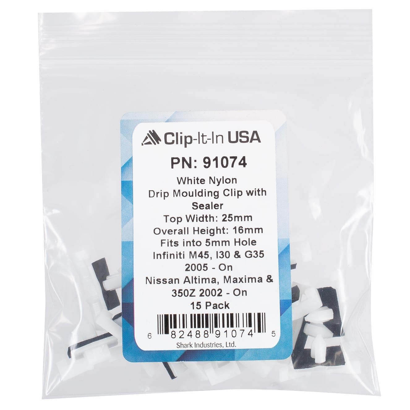 15 PK | Moulding Clip White w/ Sealer - Image 5