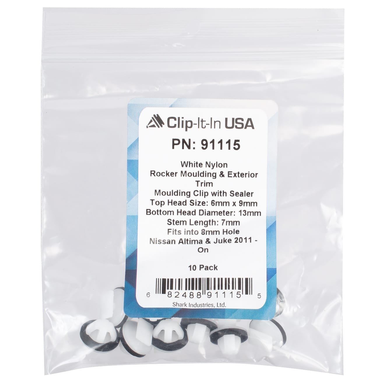 10 PK | Nissan White Nylon Molding Clip w/ Sealer - Image 5