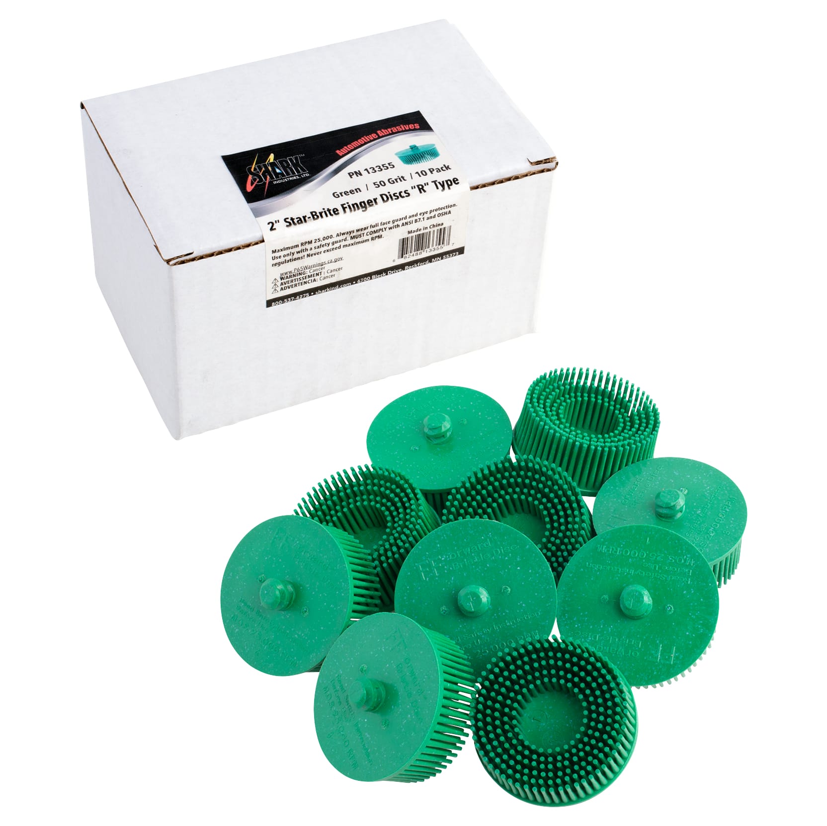 10 PK | 2 in. Dia. Green Shark Finger Discs™ - 50 Grit - Image 9