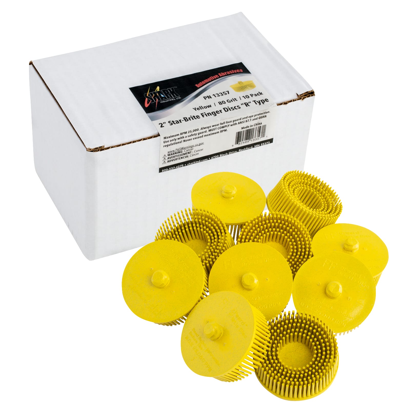 10 Pk | 2 in. Dia. Yellow Shark Finger Discs™ - 80 Grit - Image 9