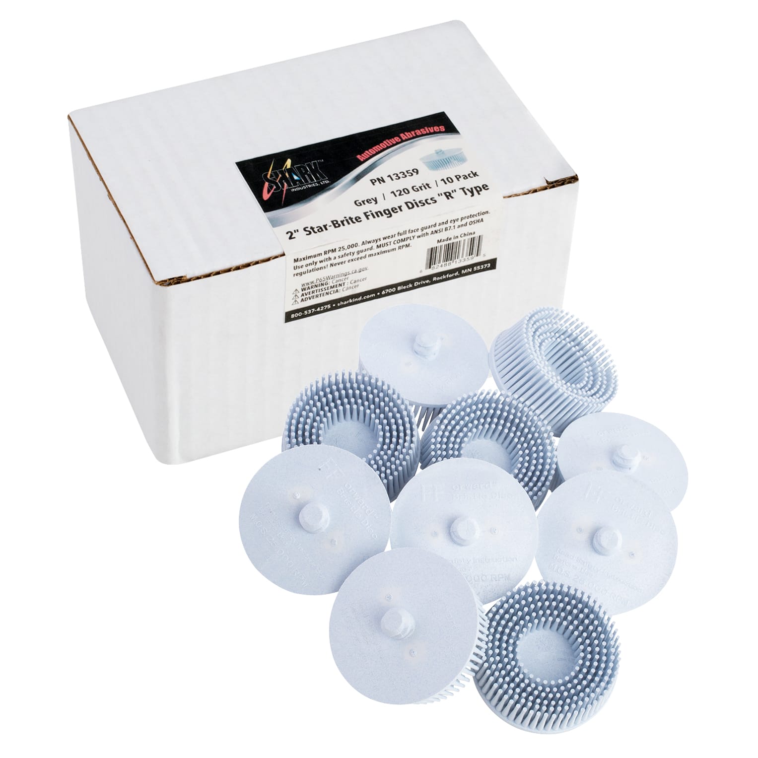10 PK | 2 in. Dia. Grey Shark Finger Discs™ - 120 Grit - Image 9