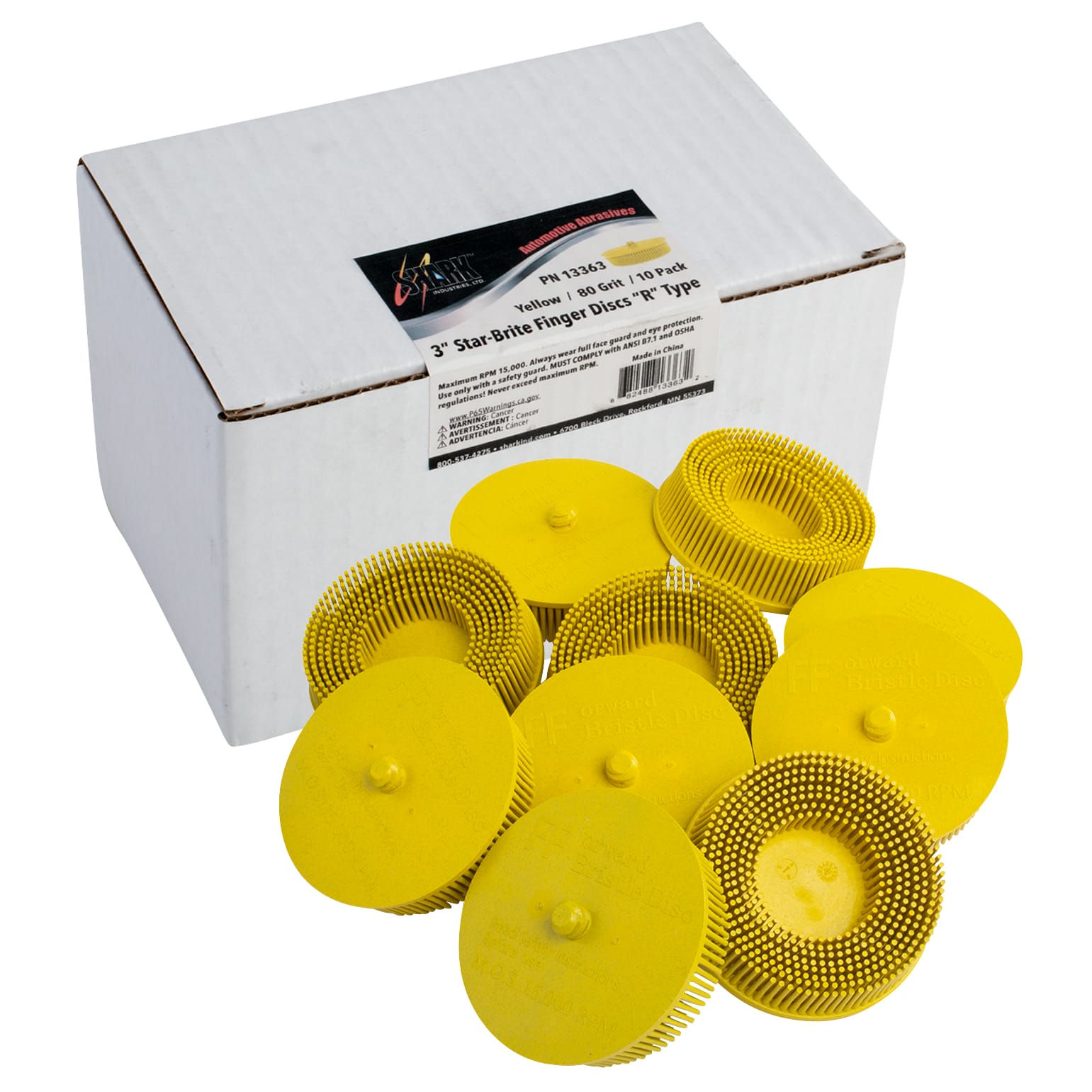 10 Pk | 3 in. Dia. Yellow Shark Finger Discs™ - 80 Grit - Image 9