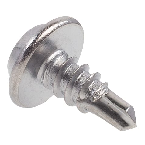 50 PK | Phillips Washer Head Tap. Screw w/Teks Point #8x3/8 in. Chrome - Image 2