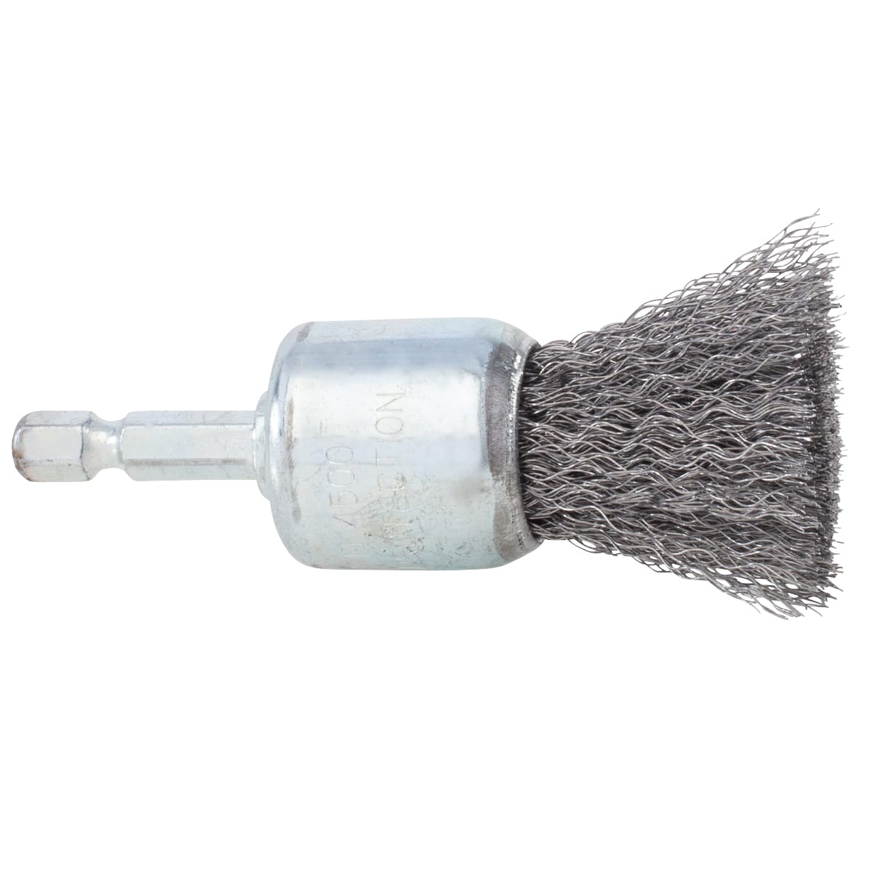 1" Crimped End Brush on 1/4" Hex Shaft - .008 Fine Wire - Image 2