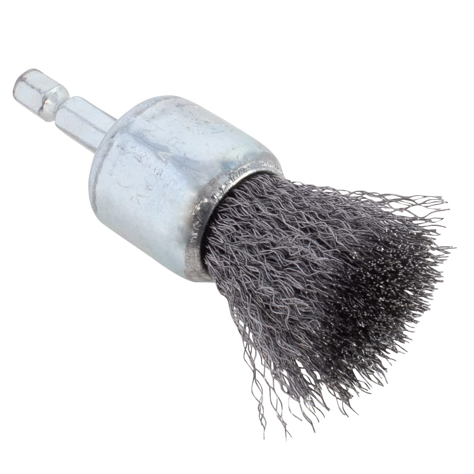 1" Crimped End Brush on 1/4" Hex Shaft - .008 Fine Wire - Image 3