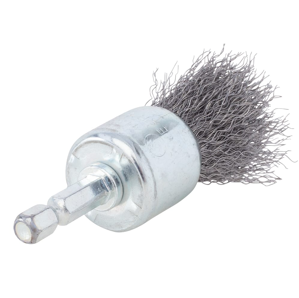 1" Crimped End Brush on 1/4" Hex Shaft - .008 Fine Wire - Image 4