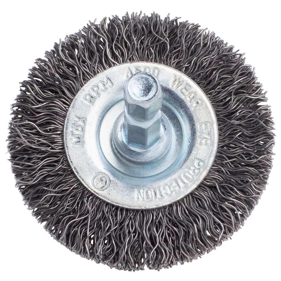 2" Crimped Wire Brush on 1/4" Hex Shaft - .012 Coarse Wire - Image 3
