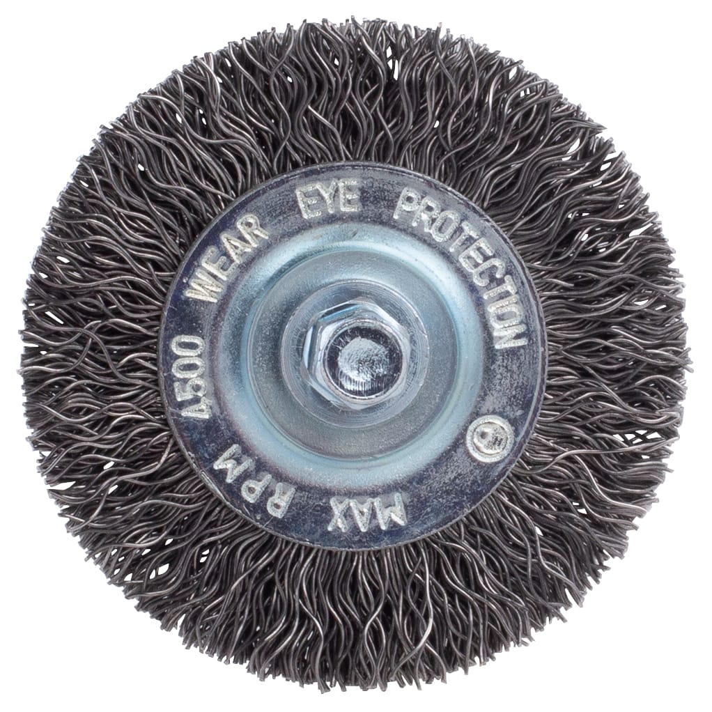 2" Crimped Wire Brush on 1/4" Hex Shaft - .012 Coarse Wire - Image 5