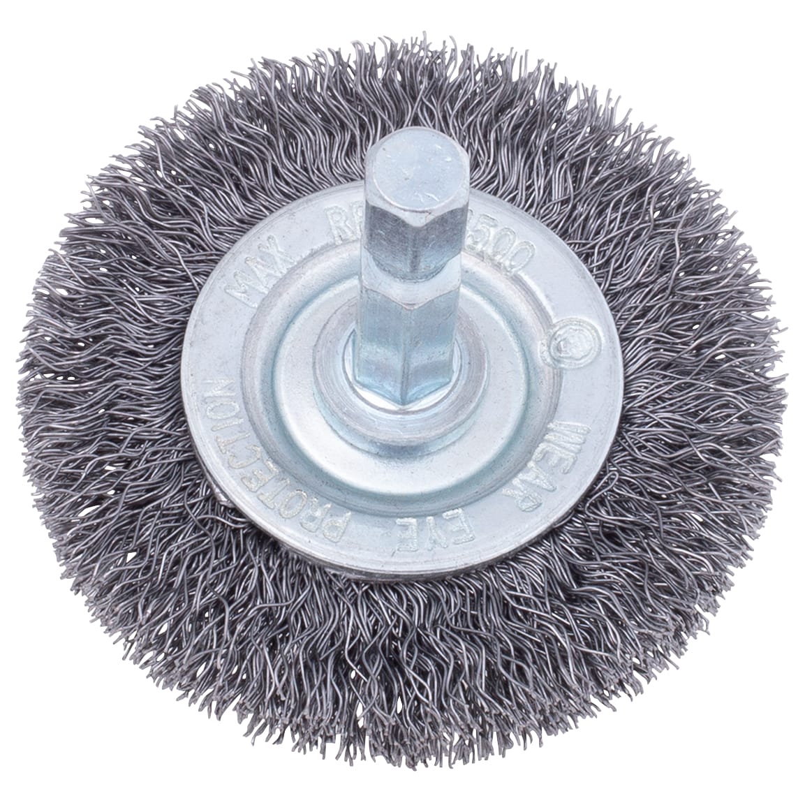 2" Crimped Wire Brush on 1/4" Hex Shaft - .008 Fine Wire - Image 3