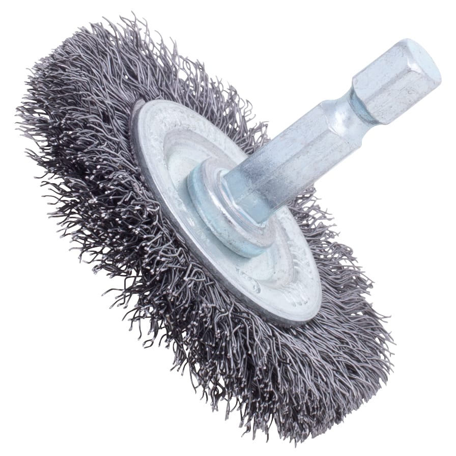 2" Crimped Wire Brush on 1/4" Hex Shaft - .008 Fine Wire - Image 4