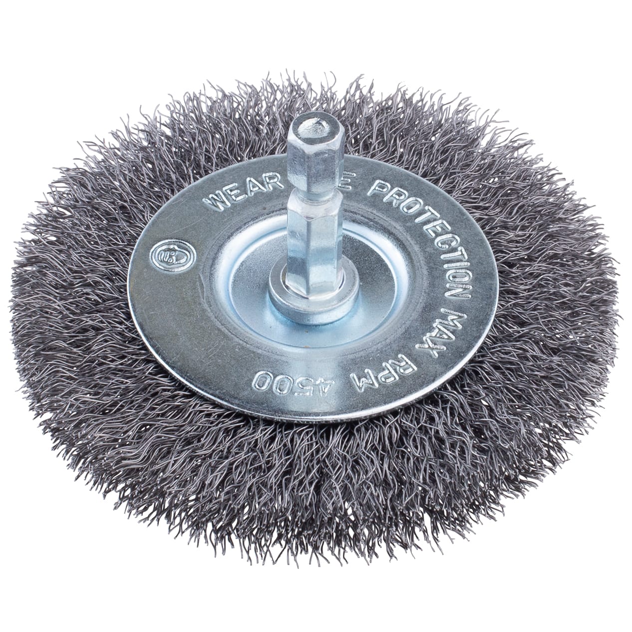 3" Crimped Wire Brush on 1/4" Hex Shaft - .008 Fine Wire - Image 3