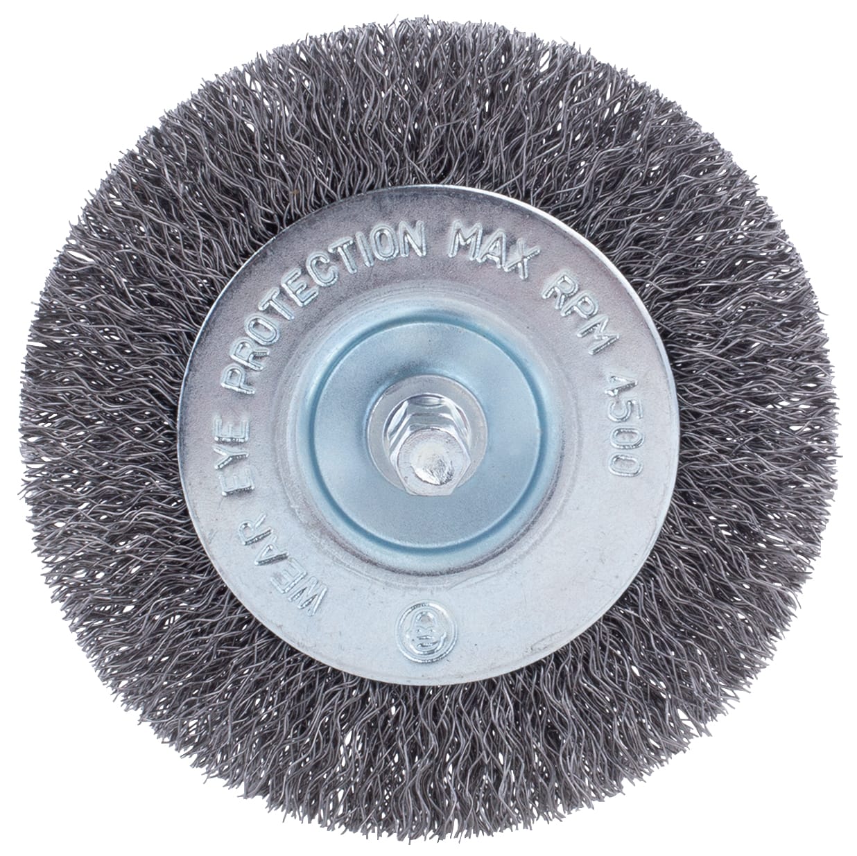3" Crimped Wire Brush on 1/4" Hex Shaft - .008 Fine Wire - Image 5