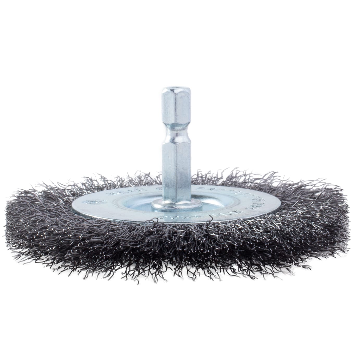 3" Crimped Wire Brush on 1/4" Hex Shaft - .008 Fine Wire - Image 6