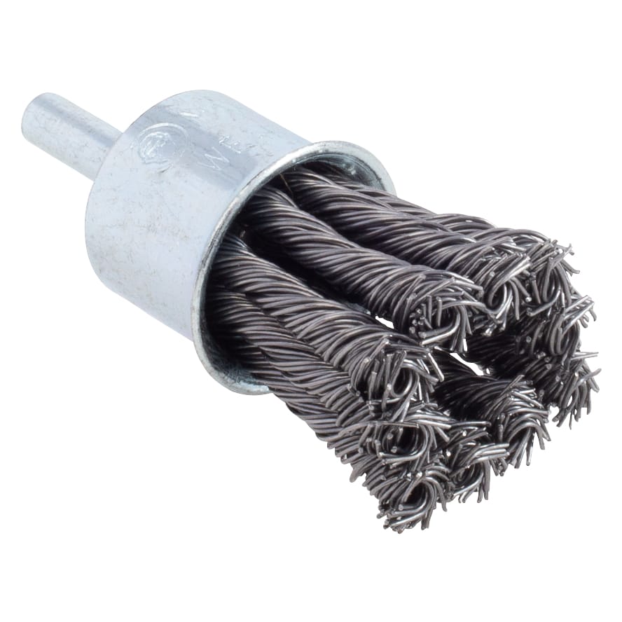 Knotted End Brush - 1" x 1/4" Round Shank - Stainless Steel - .020 Wire - Image 3