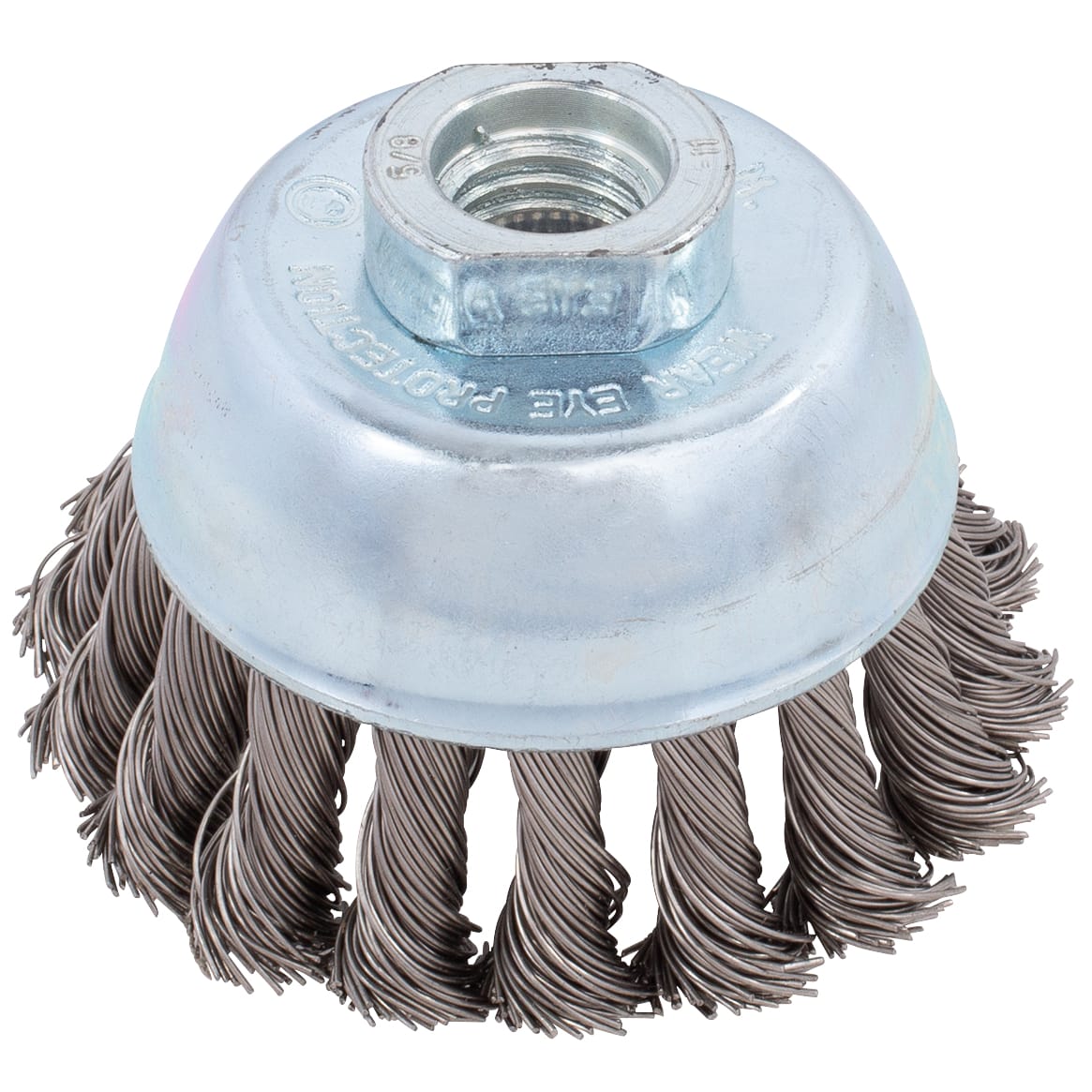 Knotted Wire Cup Brush - Single Row 3" x 5/8"-11NC Stainless Steel - .020 Wire - Image 2