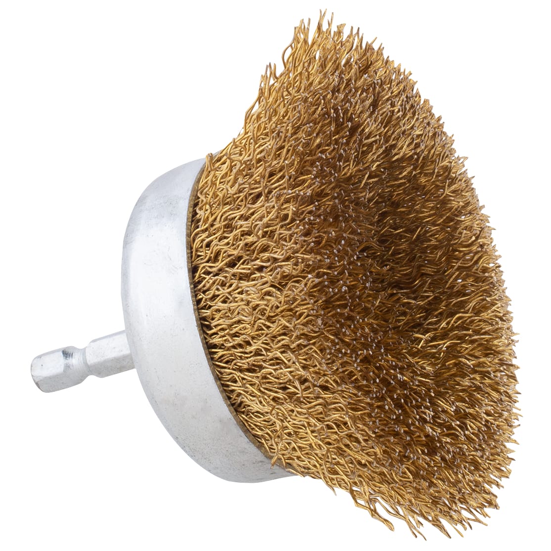 Cup Brush 3'' with Hex Madrel .016 Brass Coated Wire - Image 4