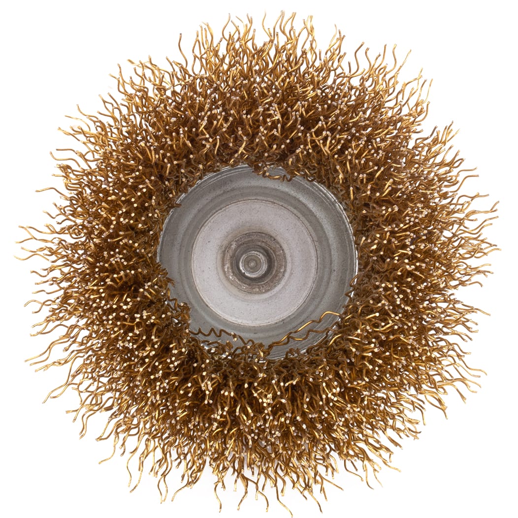 Cup Brush 3'' with Hex Madrel .016 Brass Coated Wire - Image 5