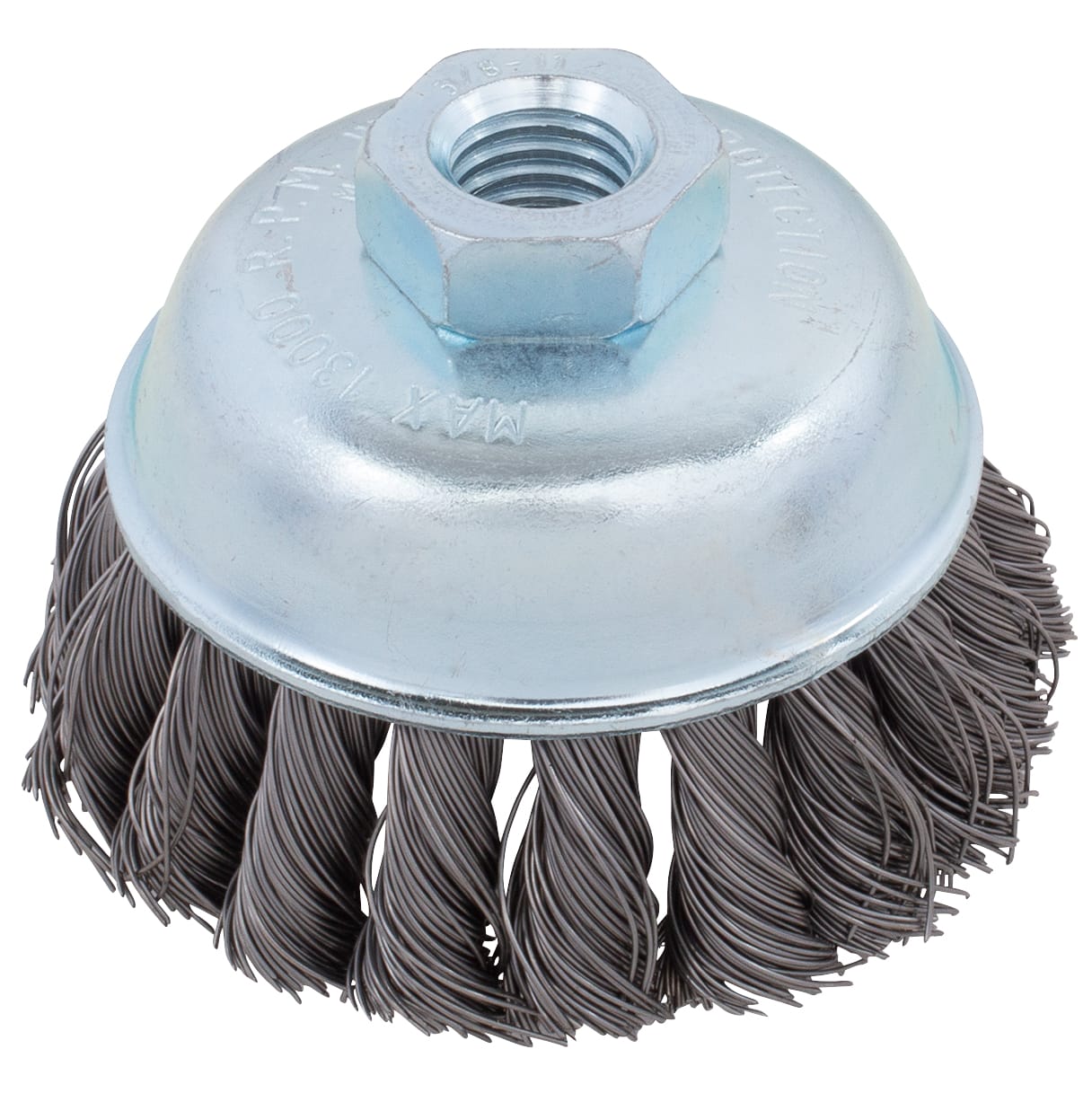 Twist Knot Cup Brush 3 1/2 in. .020 Carbon Wire 5/8-11 Hub - Image 2