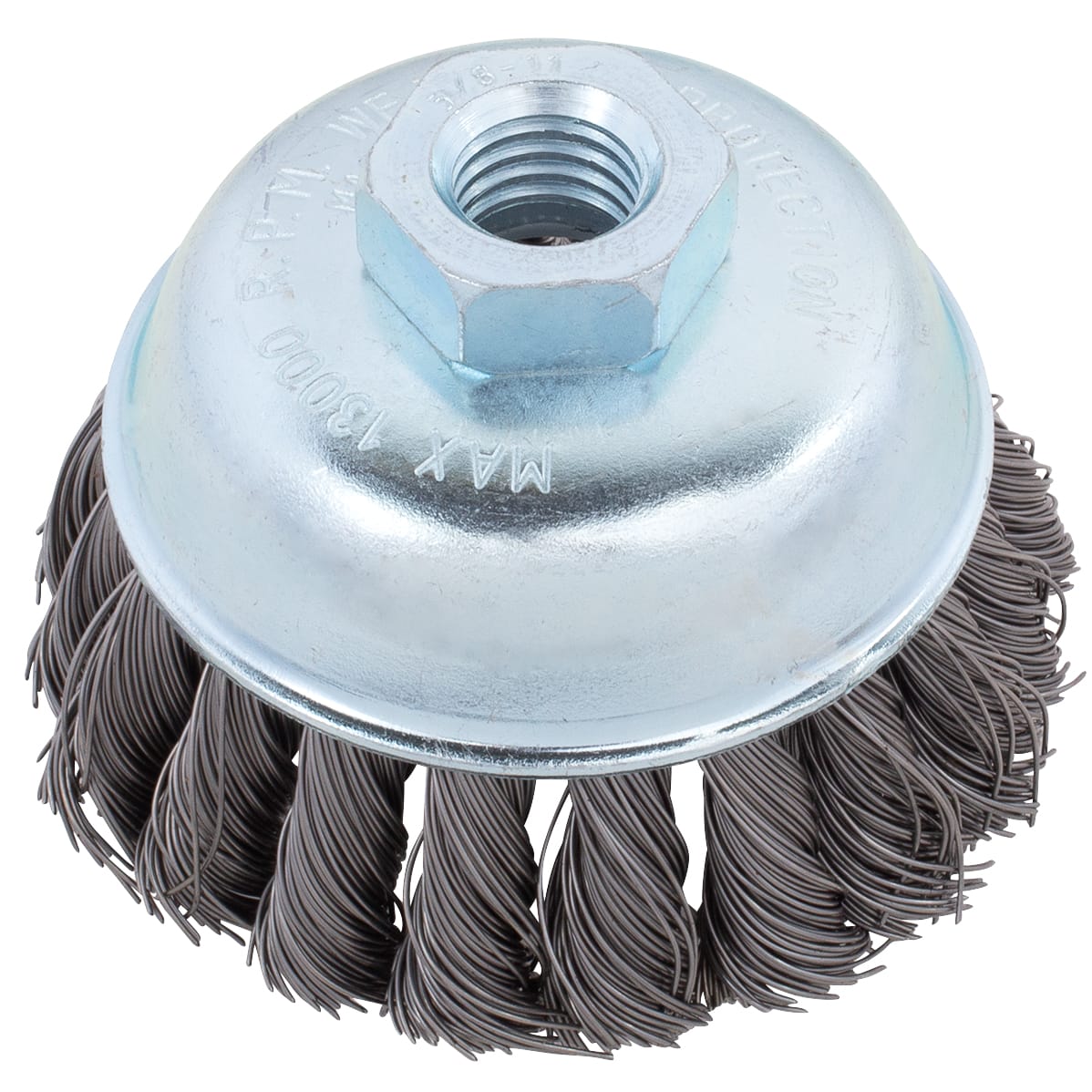 Twist Knot Cup Brush 3 1/2 in. .020 Carbon Wire 5/8-11 Hub - Image 3