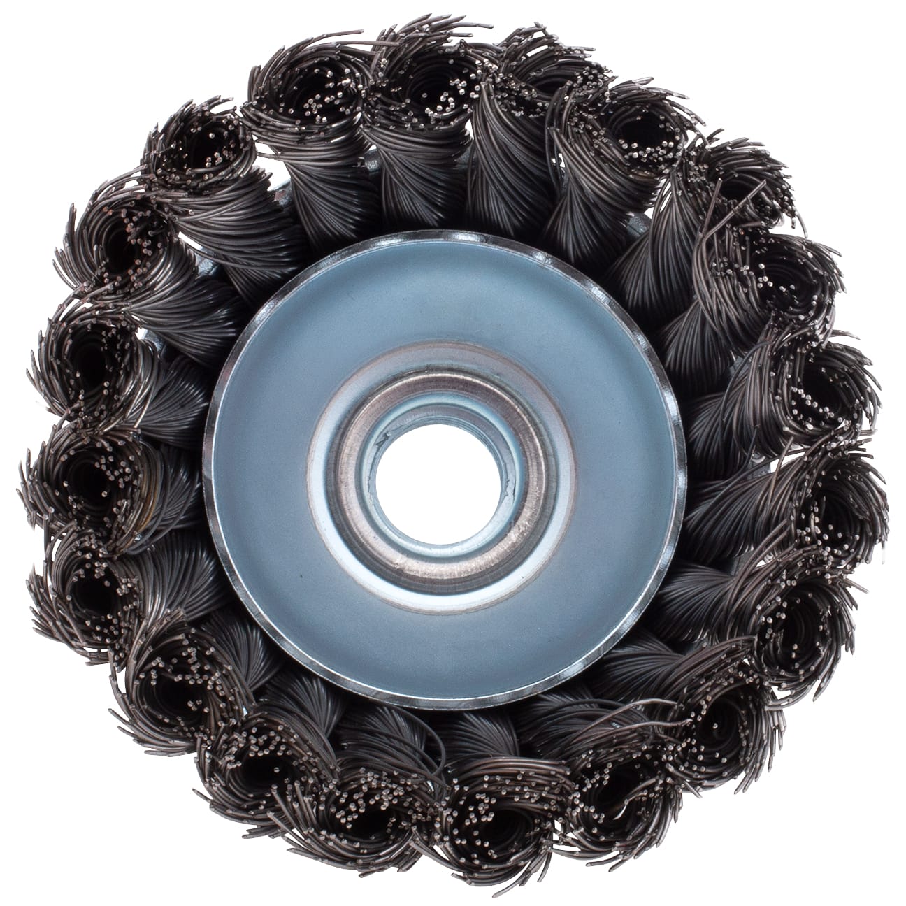 Twist Knot Cup Brush 3 1/2 in. .020 Carbon Wire 5/8-11 Hub - Image 5