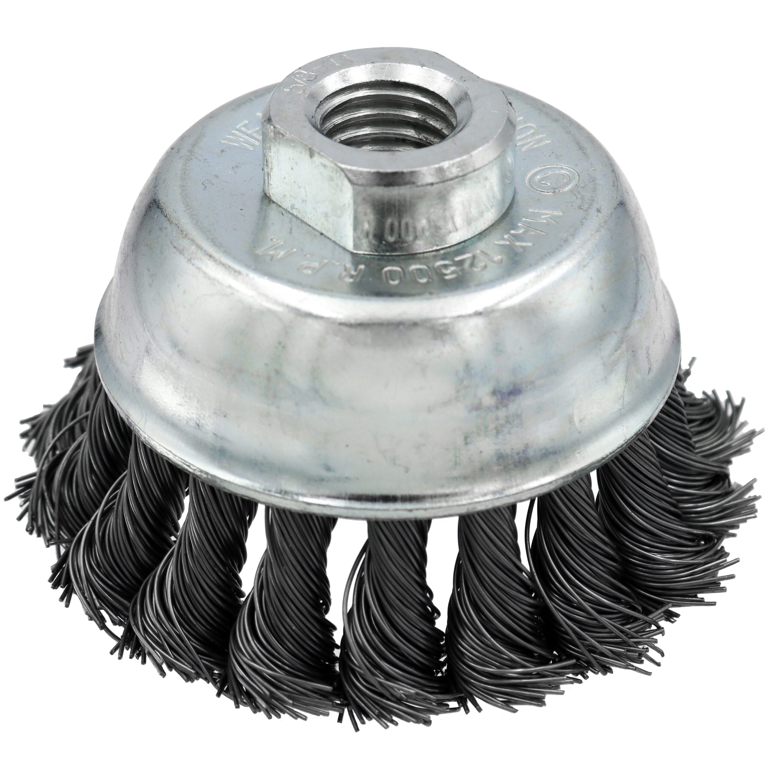 3" Single Row Knotted Cup Brush .020 Steel Wire - Image 2