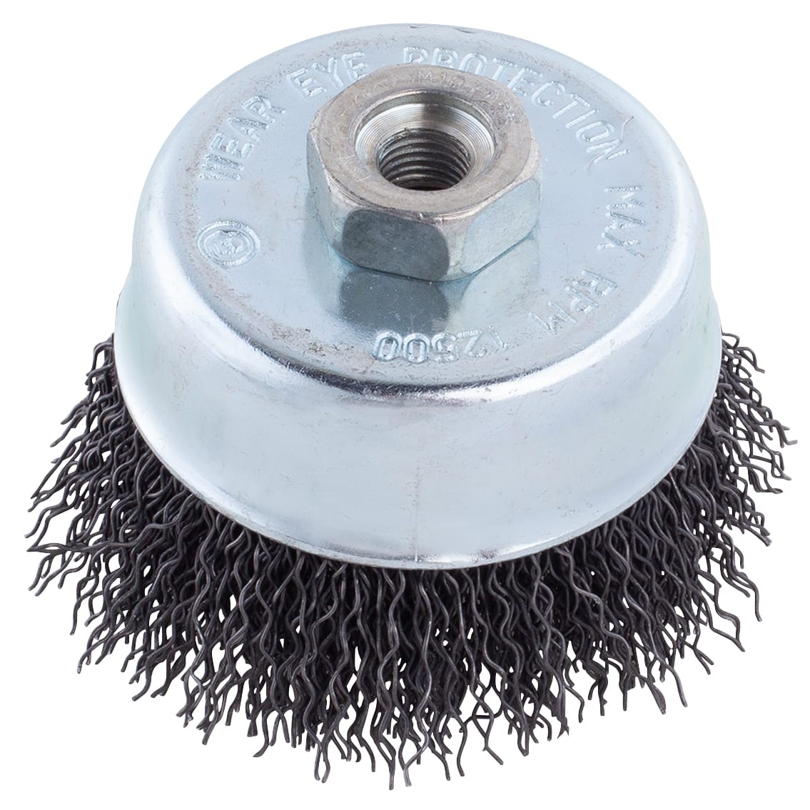 Crimped Wire Cup Brush - 3" x M10 x 1.25 arbor. .020 wire. - Image 3