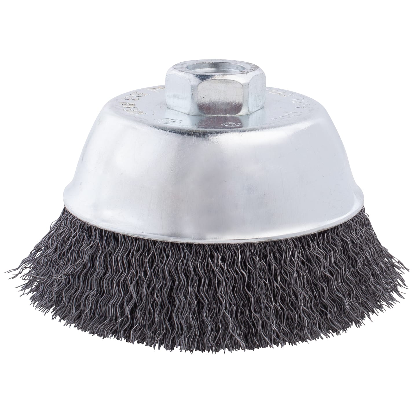 Crimped Wire Cup Brush - 4" x 5/8-11 NC arbor. .014 wire. - Image 2