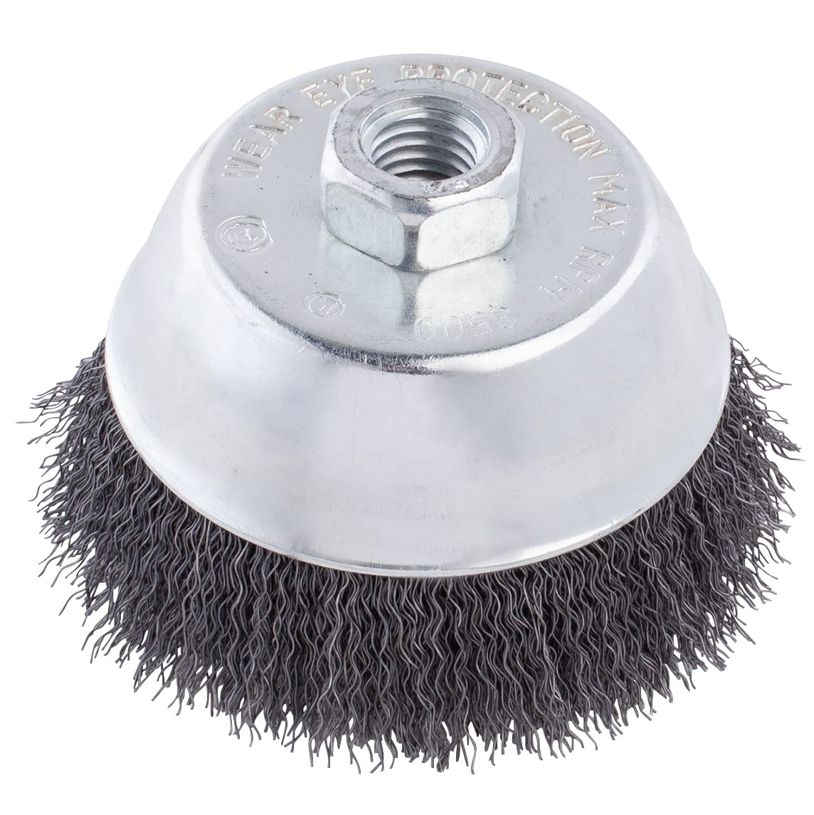 Crimped Wire Cup Brush - 4" x 5/8-11 NC arbor. .014 wire. - Image 3