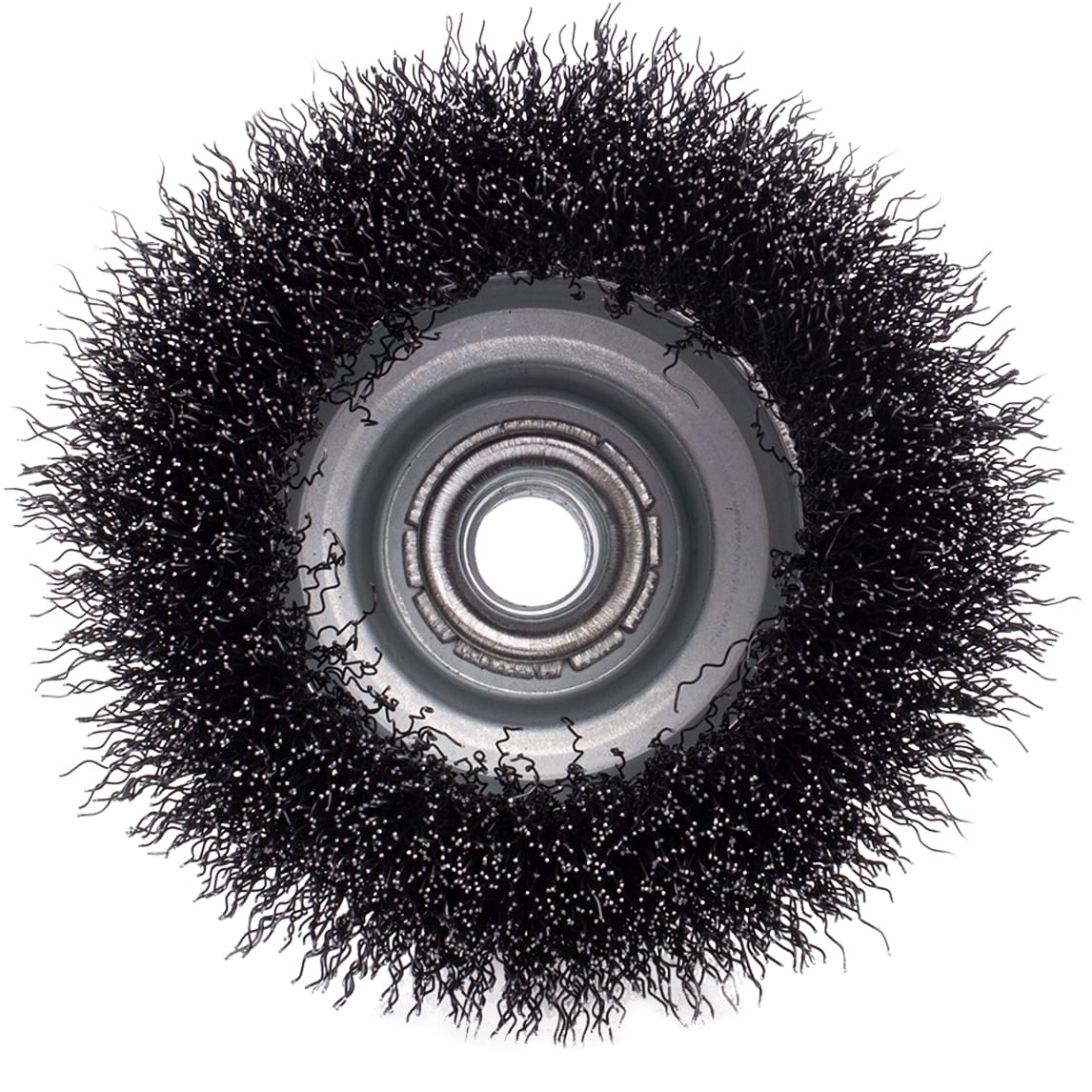 Crimped Wire Cup Brush - 4" x 5/8-11 NC arbor. .014 wire. - Image 5