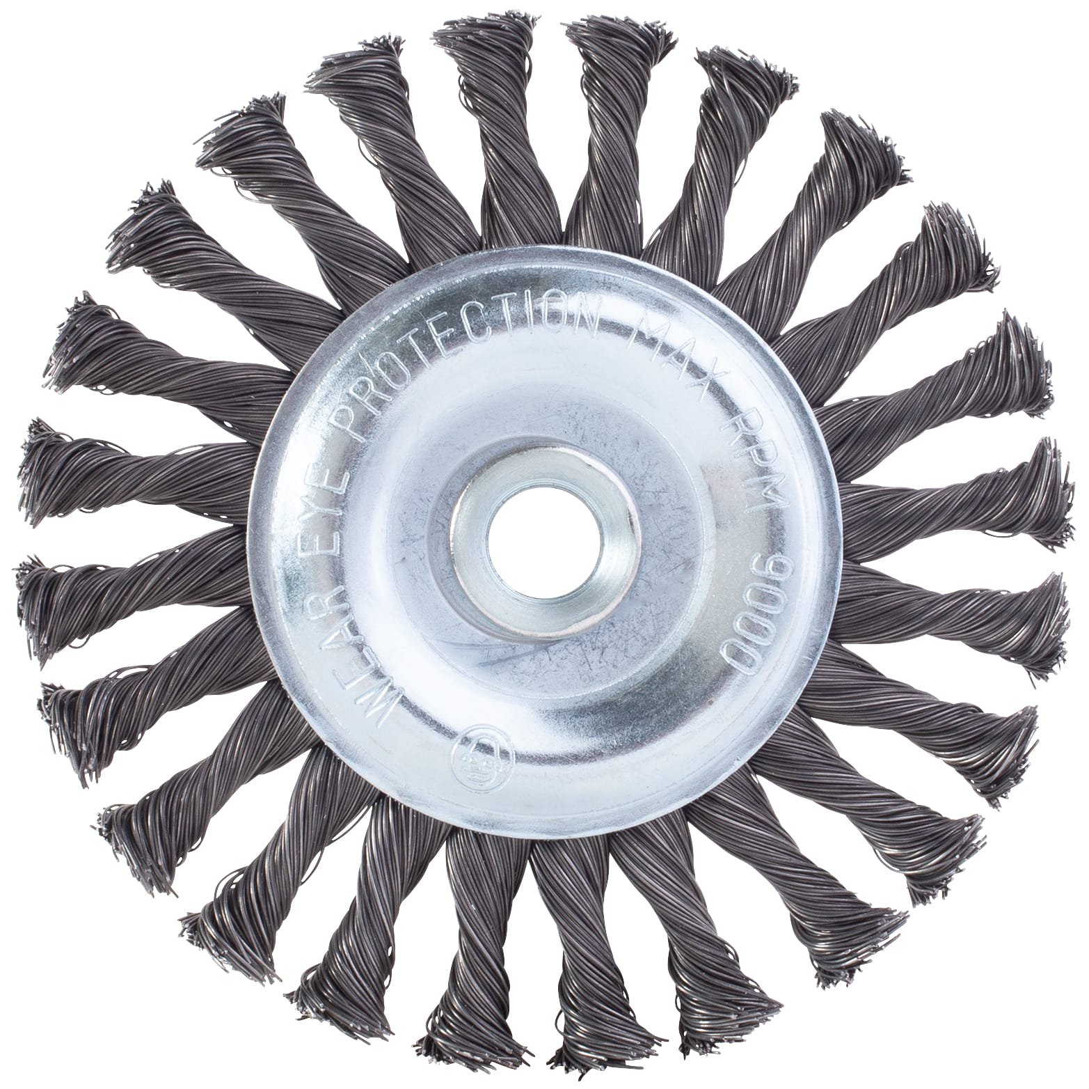 Full Cable - Knotted Wire Wheel - 6" x 1/2"-5/8" Arbor - .014 Wire - Image 2