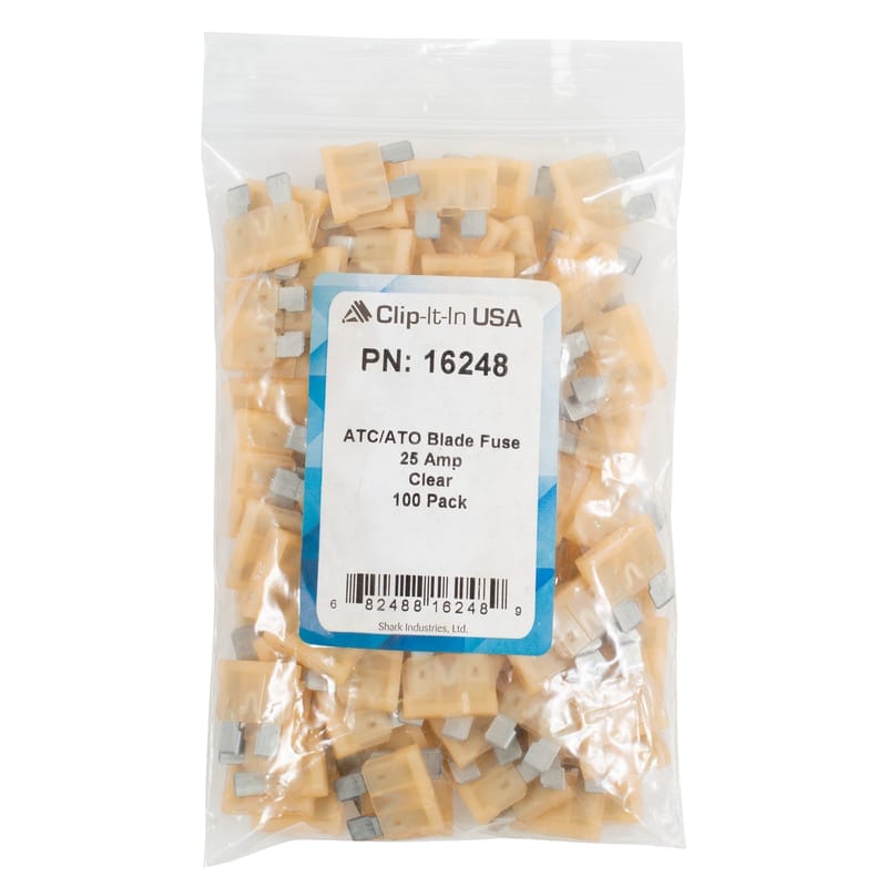 LIMITED STOCK! 100 PK | ATC/ATO 25 Amp Blade Fuse - Clear - Image 6